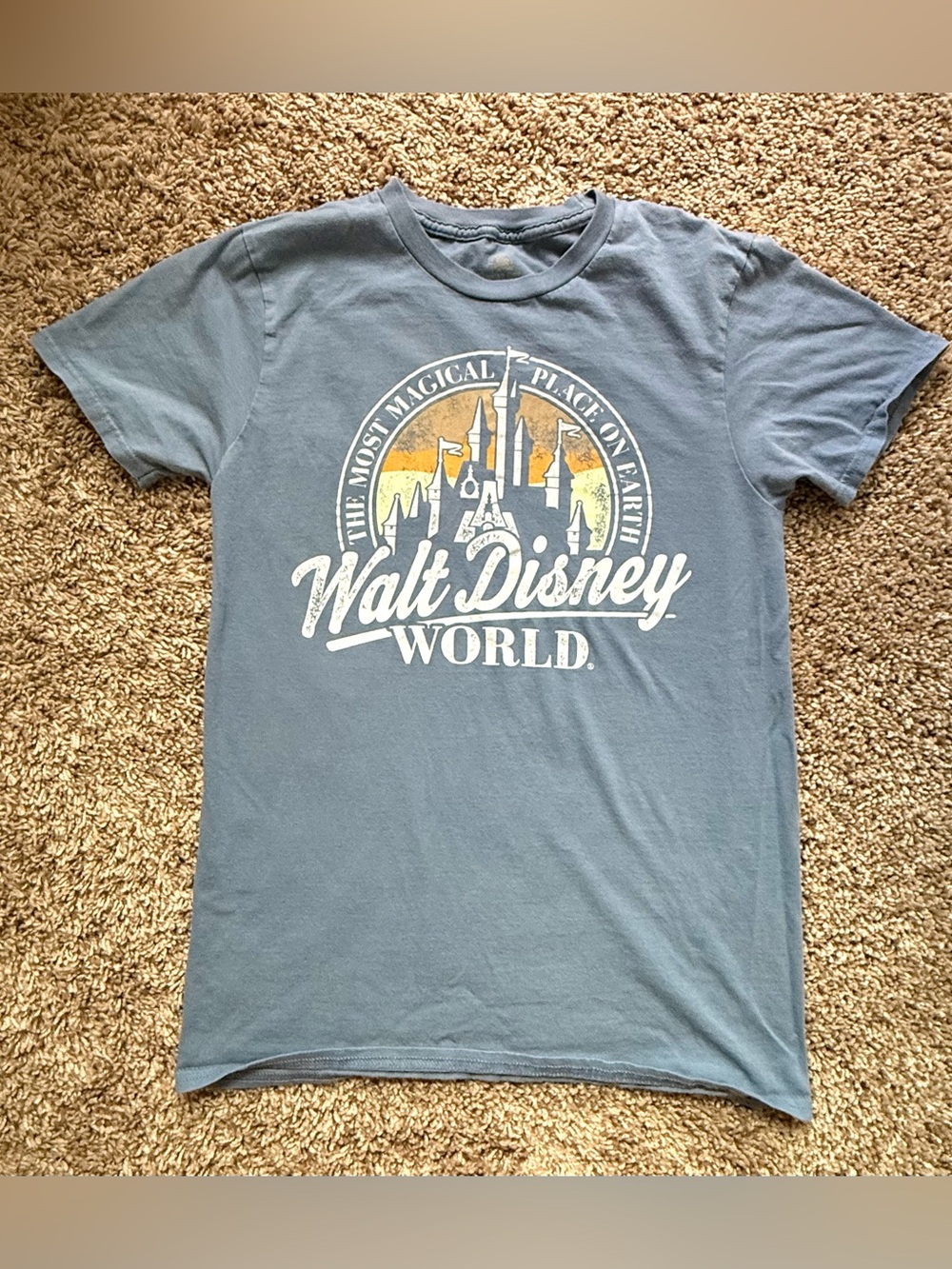Disney Parks Walt Disney World Castle Graphic Blue T-Shirt Adult Small